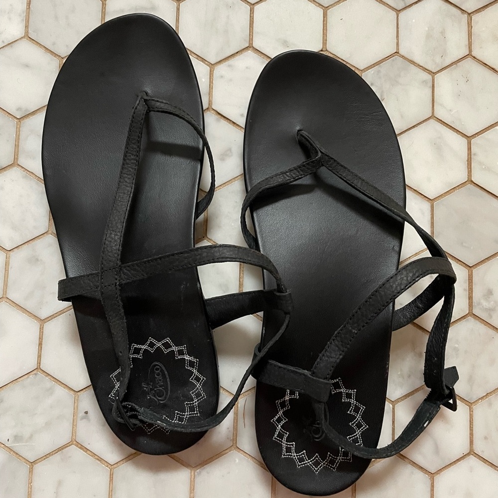Chaco black leather sandals size 10